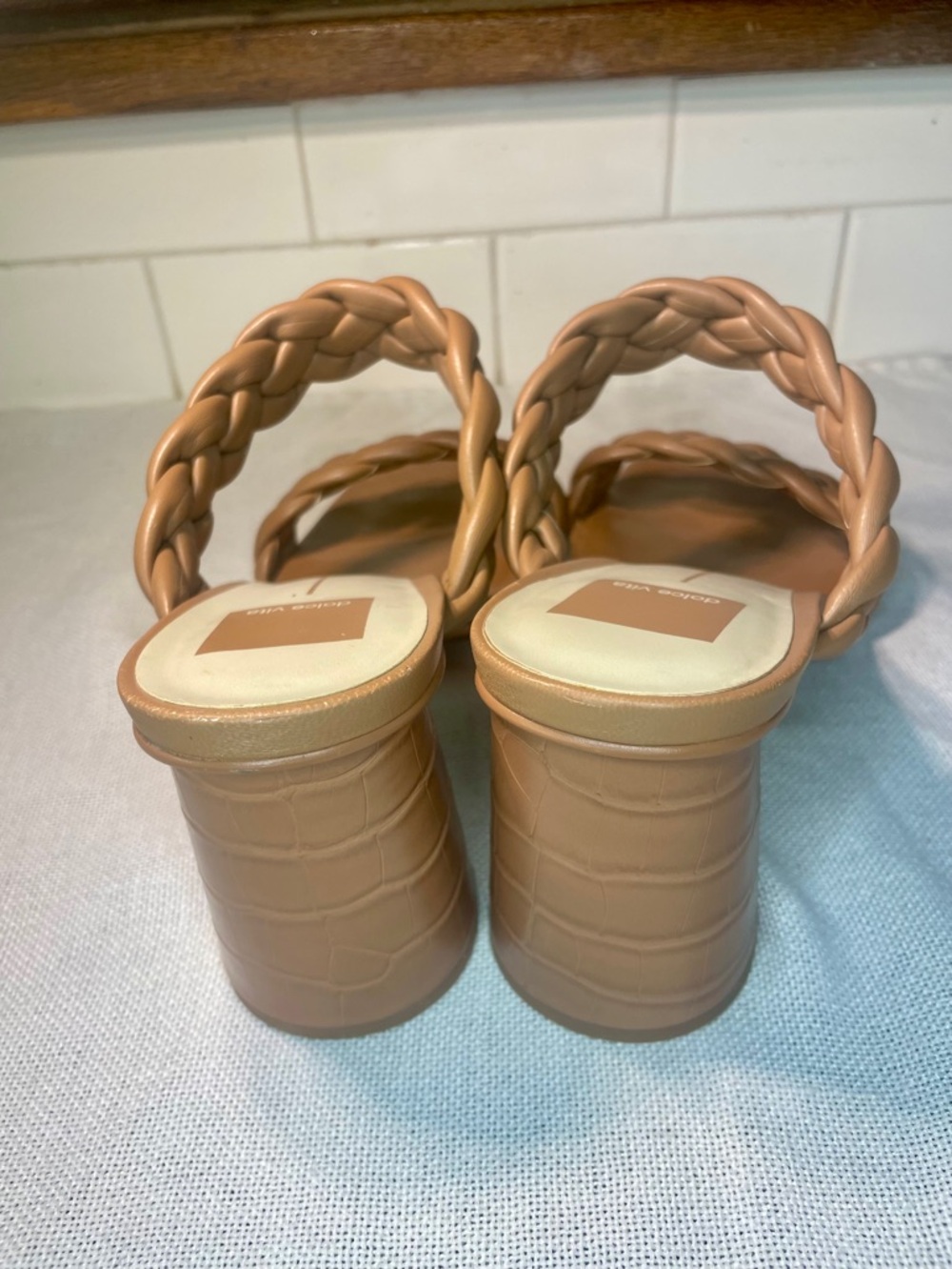 Dolce Vita Cognac Braided Block‎ Heel Sandals - Picture 3 of 6